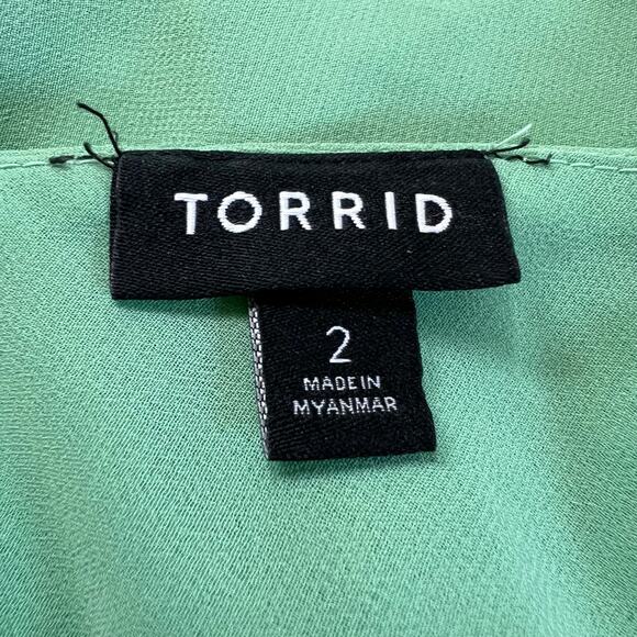 Torrid Womens Tank Top Blouse Strappy Layered Chiffon V Neck Soft Mint Green 2 - Picture 6 of 9